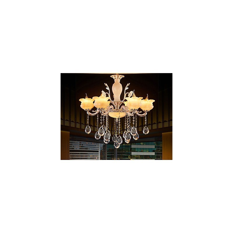 Luminária pendente de cristal jade estilo vela lustre