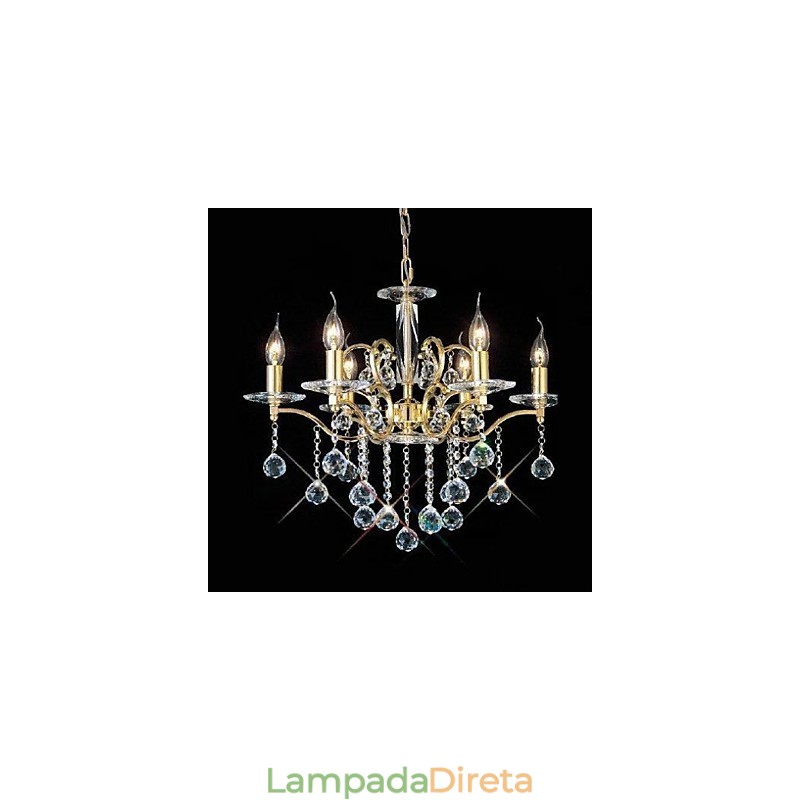 Lustre de metal dourado cristal clássico tradicional