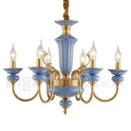Retro Vintage Latão Cerâmica Pingente Vela Lustre