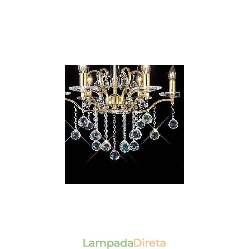 Lustre de metal dourado cristal clássico tradicional