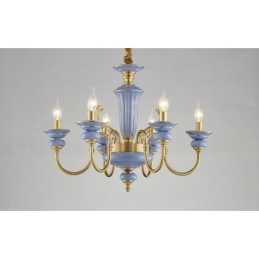 Retro Vintage Latão Cerâmica Pingente Vela Lustre