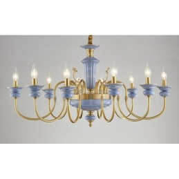 Retro Vintage Latão Cerâmica Pingente Vela Lustre