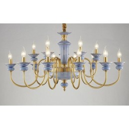Retro Vintage Latão Cerâmica Pingente Vela Lustre