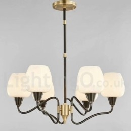 Lustre de vela pendente de latão vintage retrô com cúpulas de vidro