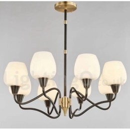 Lustre de vela pendente de latão vintage retrô com cúpulas de vidro