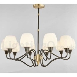 Lustre de vela pendente de latão vintage retrô com cúpulas de vidro
