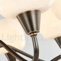 Lustre de vela pendente de latão vintage retrô com cúpulas de vidro