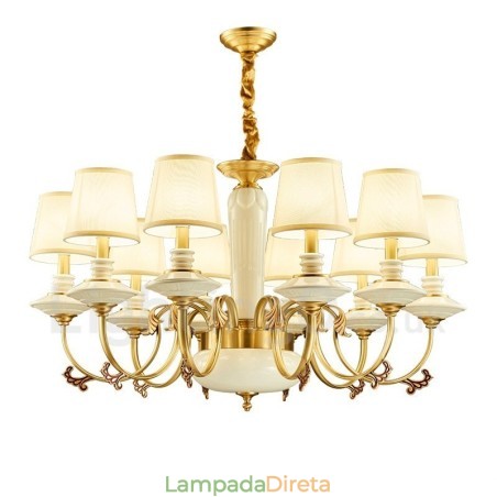 Retro Vintage Latão Cerâmica Pingente Vela Lustre com Tecido Tons Retro Vintage Latão Cerâmica Pingente Vela Lustre com Tecido Tons