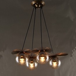 Lustre de vidro artístico redondo com esfera de feijão