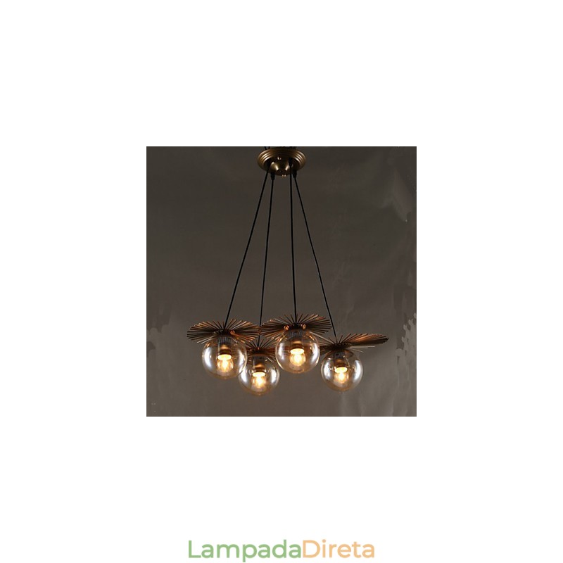 Lustre de vidro artístico redondo com esfera de feijão