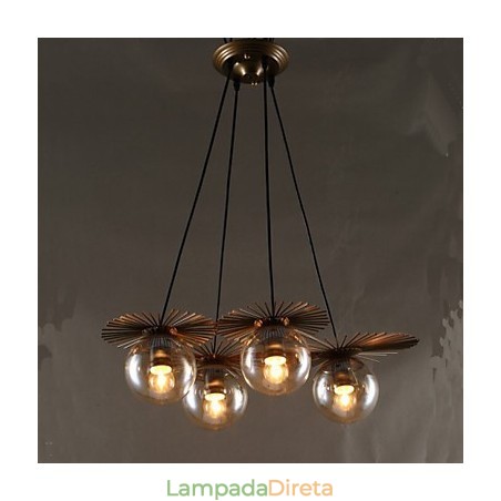Lustre de vidro artístico redondo com esfera de feijão Lustre de vidro artístico redondo com esfera de feijão