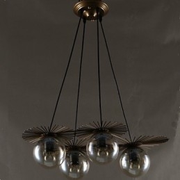 Lustre de vidro artístico redondo com esfera de feijão