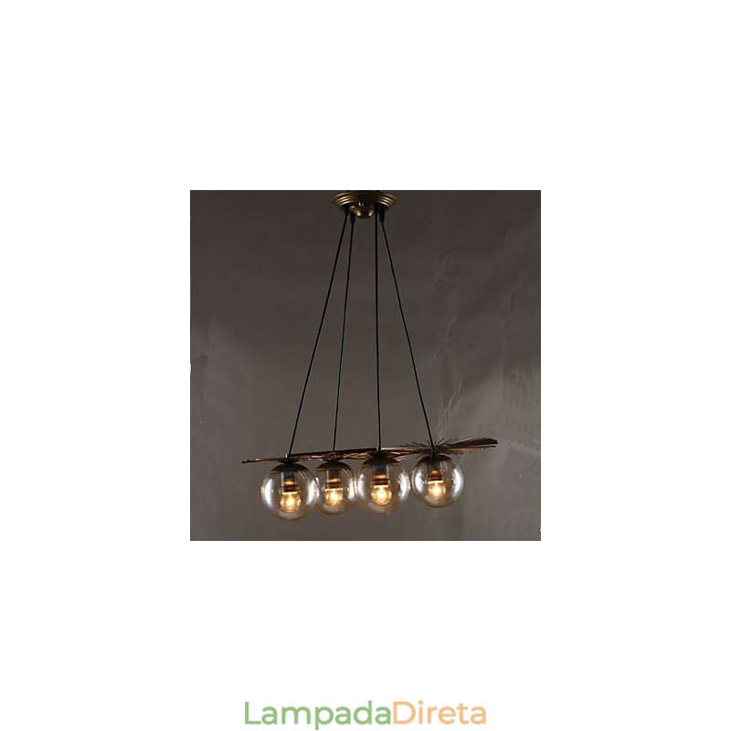 Lustre de vidro artístico redondo com esfera de feijão