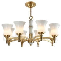 Pure Brass Luxuoso Rústico Retro Vintage Latão Pedra Pingente Vela Lustre com Tons de Vidro
