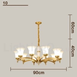 Pure Brass Luxuoso Rústico Retro Vintage Latão Pedra Pingente Vela Lustre com Tons de Vidro