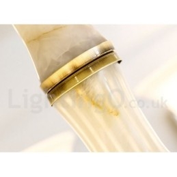 Pure Brass Luxuoso Rústico Retro Vintage Latão Pedra Pingente Vela Lustre com Tons de Vidro