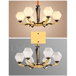 Pure Brass Luxuoso Rústico Retro Vintage Latão Pingente Vela Lustre com Tons de Vidro