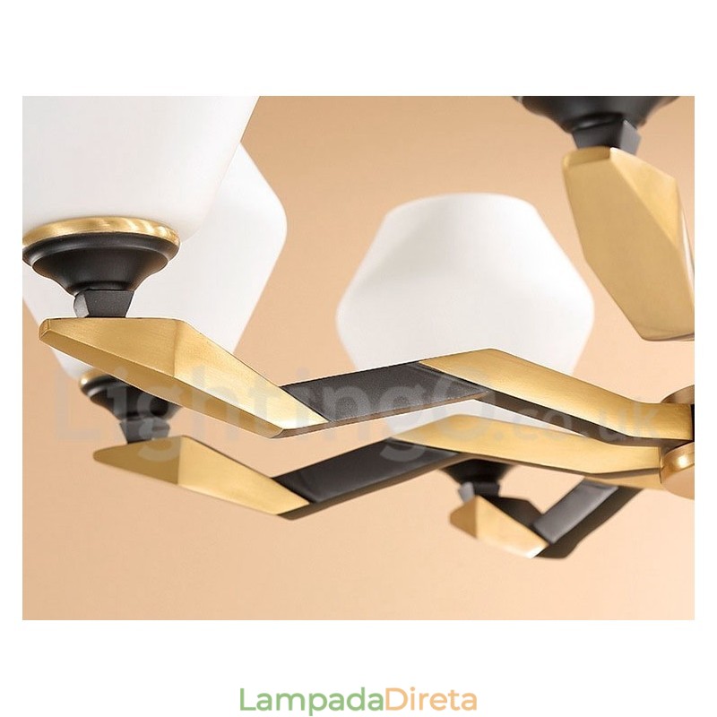 Pure Brass Luxuoso Rústico Retro Vintage Latão Pingente Vela Lustre com Tons de Vidro