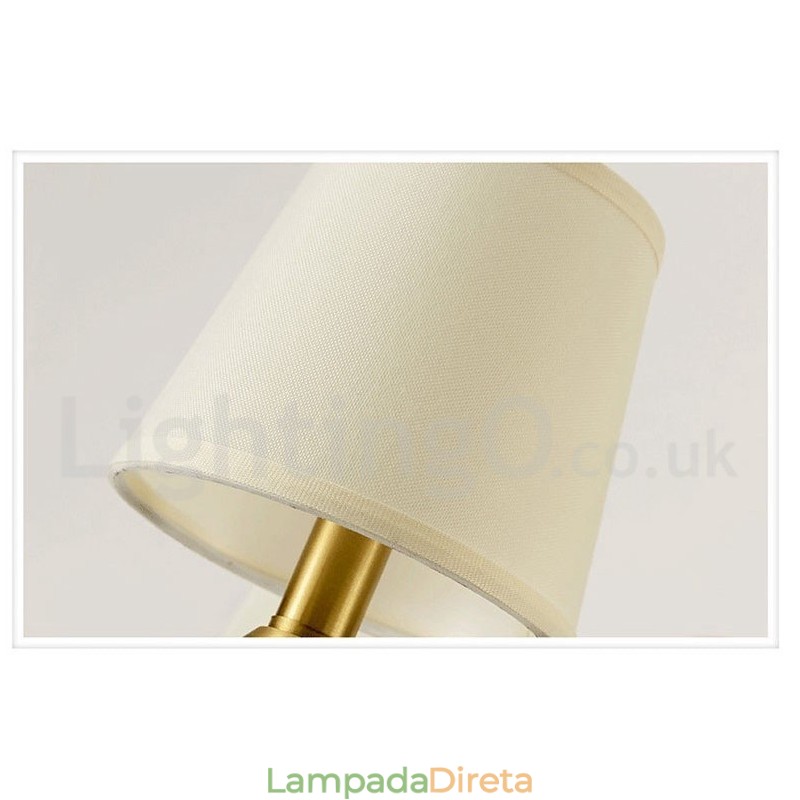 Pure Brass Luxuoso Rústico Retro Vintage Latão Cerâmica Pingente Vela Lustre com Tecido Tons
