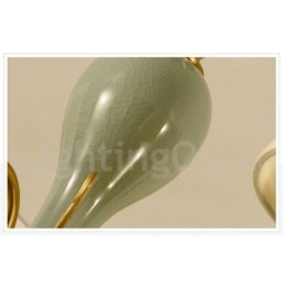 Pure Brass Luxuoso Rústico Retro Vintage Latão Cerâmica Pingente Vela Lustre com Tecido Tons