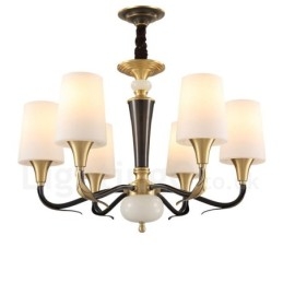 Pure Brass Luxuoso Rústico Retro Vintage Latão Pedra Pingente Vela Lustre com Tons de Vidro