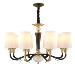 Pure Brass Luxuoso Rústico Retro Vintage Latão Pedra Pingente Vela Lustre com Tons de Vidro