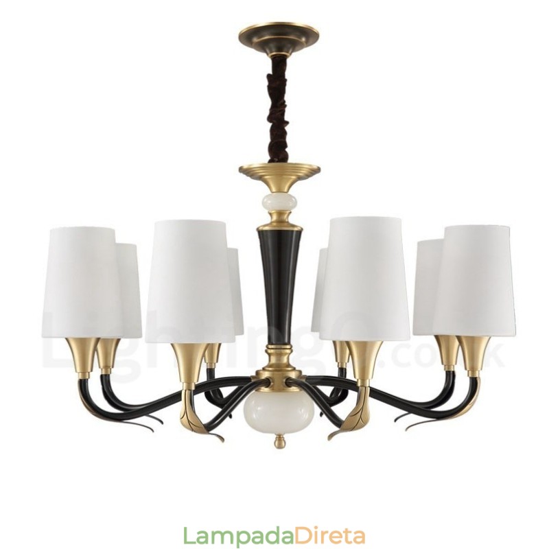 Pure Brass Luxuoso Rústico Retro Vintage Latão Pedra Pingente Vela Lustre com Tons de Vidro
