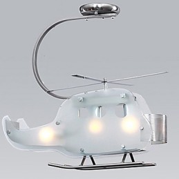 Lâmpada infantil simples Lâmpada de helicóptero de vidro de desenho animado