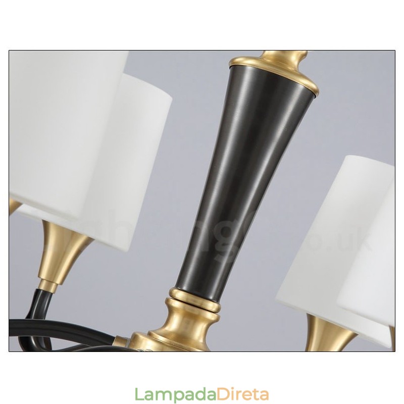 Pure Brass Luxuoso Rústico Retro Vintage Latão Pedra Pingente Vela Lustre com Tons de Vidro