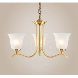 Pure Brass Luxuoso Rústico Retro Vintage Latão Pingente Vela Lustre com Tons de Vidro