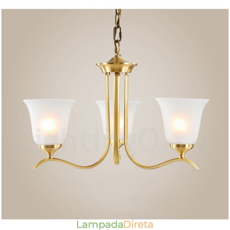 Pure Brass Luxuoso Rústico Retro Vintage Latão Pingente Vela Lustre com Tons de Vidro