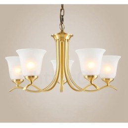 Pure Brass Luxuoso Rústico Retro Vintage Latão Pingente Vela Lustre com Tons de Vidro