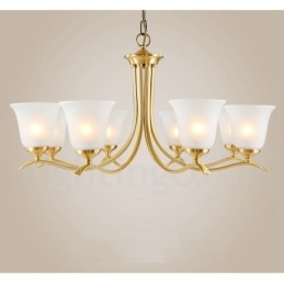 Pure Brass Luxuoso Rústico Retro Vintage Latão Pingente Vela Lustre com Tons de Vidro