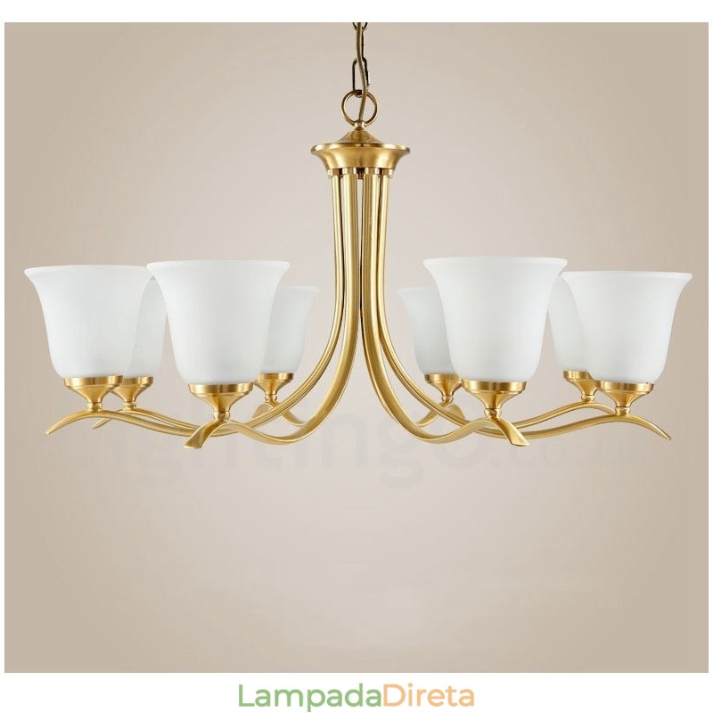 Pure Brass Luxuoso Rústico Retro Vintage Latão Pingente Vela Lustre com Tons de Vidro