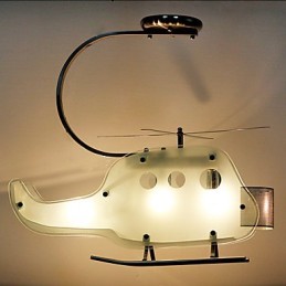 Lâmpada infantil simples Lâmpada de helicóptero de vidro de desenho animado