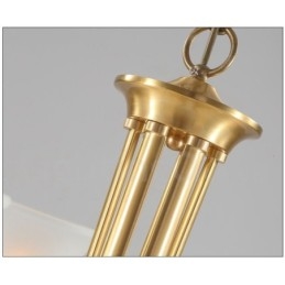Pure Brass Luxuoso Rústico Retro Vintage Latão Pingente Vela Lustre com Tons de Vidro