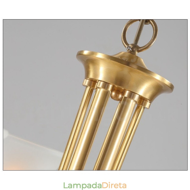 Pure Brass Luxuoso Rústico Retro Vintage Latão Pingente Vela Lustre com Tons de Vidro
