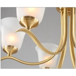 Pure Brass Luxuoso Rústico Retro Vintage Latão Pingente Vela Lustre com Tons de Vidro