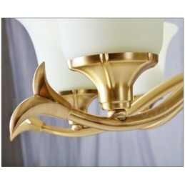 Pure Brass Luxuoso Rústico Retro Vintage Latão Pedra Pingente Vela Lustre com Tons de Vidro
