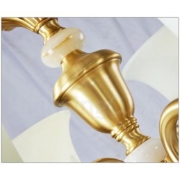 Pure Brass Luxuoso Rústico Retro Vintage Latão Pedra Pingente Vela Lustre com Tons de Vidro