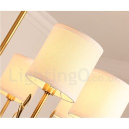 Pure Brass Luxuoso Rústico Retro Vintage Latão Pingente Vela Lustre com Tecido Tons