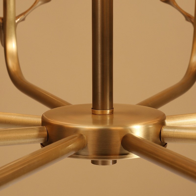 Pure Brass Luxuoso Rústico Retro Vintage Latão Pingente Vela Lustre com Tecido Tons