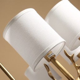 Pure Brass Luxuoso Rústico Retro Vintage Latão Pingente Vela Lustre com Tecido Tons