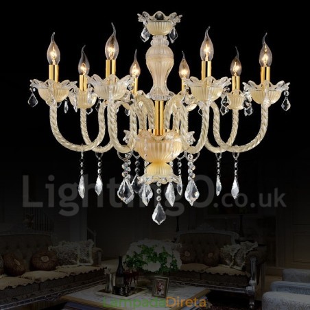 Lustre de cristal luxuoso moderno contemporâneo pendente vela Lustre de cristal luxuoso moderno contemporâneo pendente vela