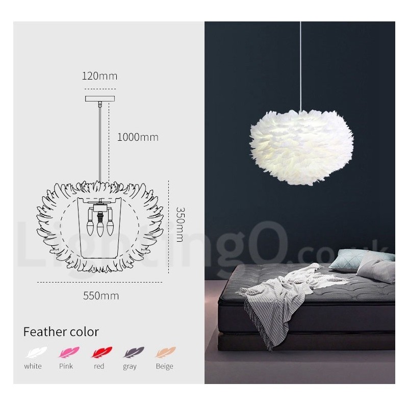 Lustre de penas multicolorido moderno e contemporâneo