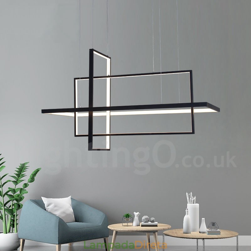 Luminária pendente linear regulável com controle remoto Luz ambiente Acabamentos pintados Alumínio Design moderno