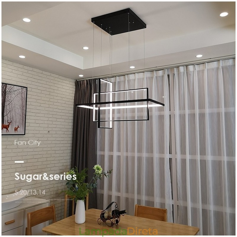 Luminária pendente linear regulável com controle remoto Luz ambiente Acabamentos pintados Alumínio Design moderno