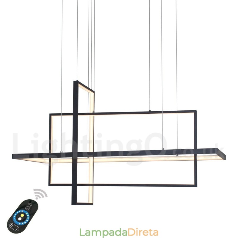 Luminária pendente linear regulável com controle remoto Luz ambiente Acabamentos pintados Alumínio Design moderno
