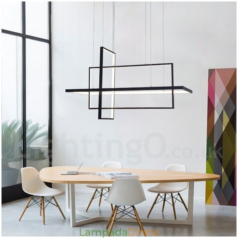 Luminária pendente linear regulável com controle remoto Luz ambiente Acabamentos pintados Alumínio Design moderno