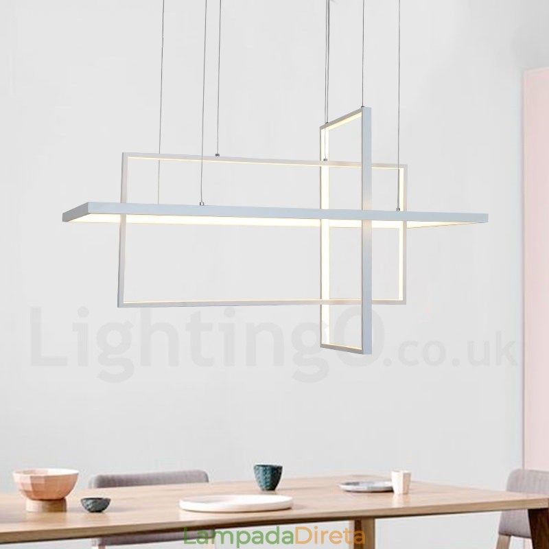 Luminária pendente linear regulável com controle remoto Luz ambiente Acabamentos pintados Alumínio Design moderno